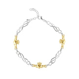 Pulsera Claddagh con Eslabones de Diamantes de Oro de 10k y Plata de Ley