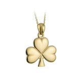 14K Gold Shiny Shamrock Pendant