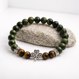Irish Shamrock Bracelet with Connemara Marble and Brown Tigers Eye Gemstone