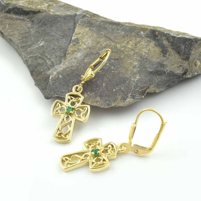 10K Gold Cross With Emerald Center