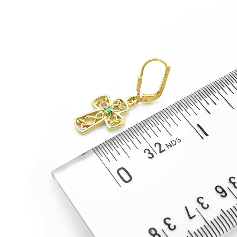10K Gold Cross With Emerald Center