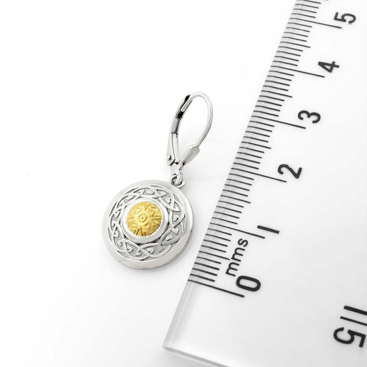 Pendientes Solsticio Nudo Celta con Cuenta de Oro de 18K