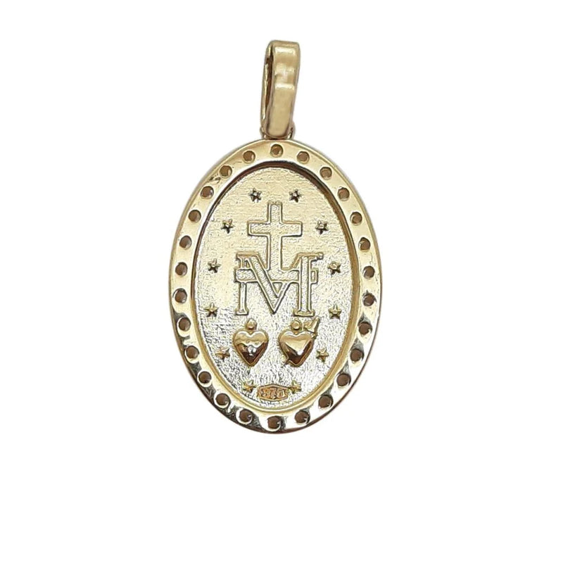 Medalla Milagrosa de 17 mm con circonita cúbica de 9 quilates