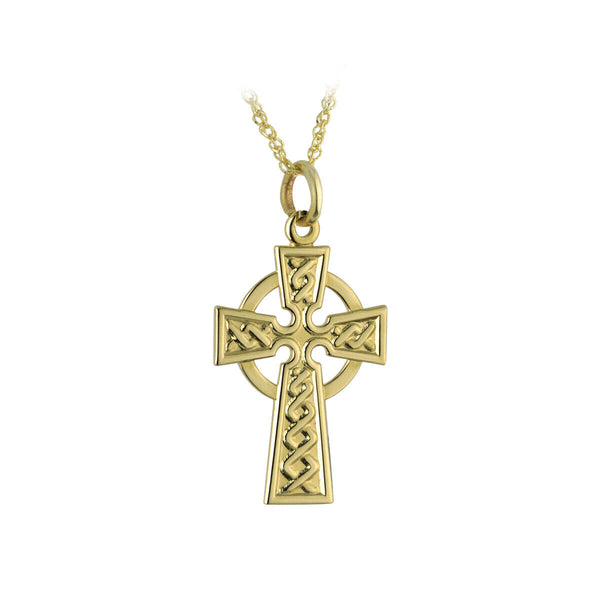 14K Gold Small Celtic High Cross Pendant