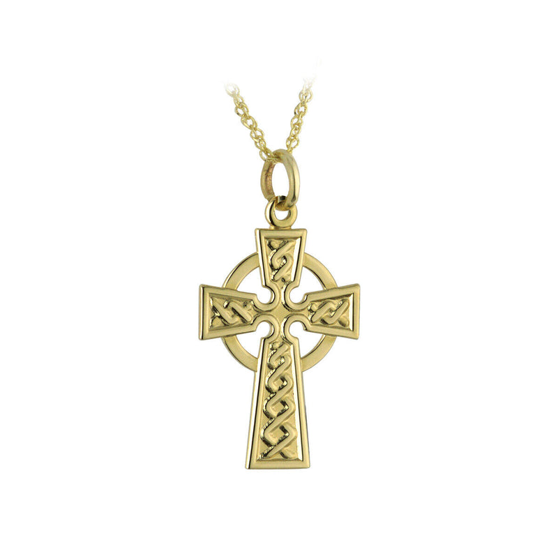 14K Gold Small Celtic High Cross Pendant