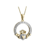 10K GOLD DIAMOND CLADDAGH PENDANT