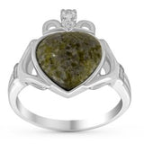 Connemara Marble Heart Claddagh Ring