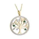 Colgante de oro de 14 quilates con diamantes y esmeraldas del Árbol de la Vida