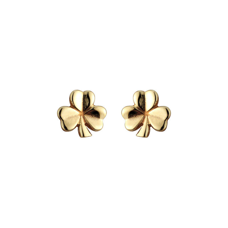 PENDIENTES PEQUEÑOS DE TRÉBOL DE ORO DE 14K