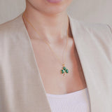 14K Gold Diamond Malachite Shamrock Necklace