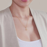 14K Gold Vermeil Claddagh Necklace Studded with White Cubic Zirconias