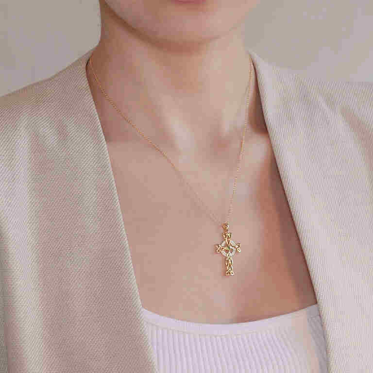 Gold Vermeil Diamond Cross