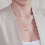 14K Gold Vermeil Large Claddagh Necklace Studded with White Cubic Zirconias
