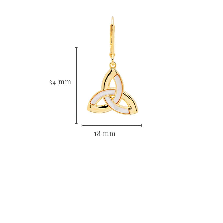 14K Gold Vermeil Mother of Pearl Celtic Trinity Knot Earrings
