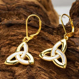 14K Gold Vermeil Mother of Pearl Celtic Trinity Knot Earrings
