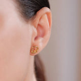 Pendientes de botón Claddagh de oro vermeil de 14 quilates