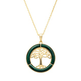14K Gold Vermeil Malachite Celtic Tree of Life Pendant
