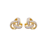 14K Gold Vermeil Stud Celtic Knot Earrings Adorned with White Cubic Zirconias