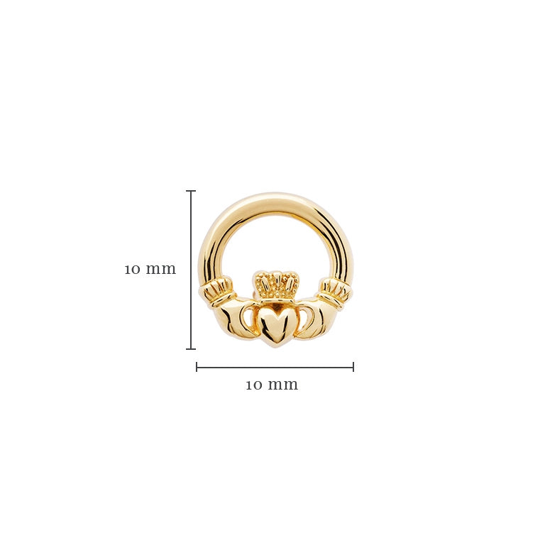 Pendientes de botón Claddagh de oro vermeil de 14 quilates
