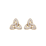 14K Gold Vermeil Stud Trinity Knot Earrings Adorned with White Cubic Zirconia
