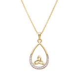 14K Gold Vermeil Tear Drop Trinity Knot Pendant Studded With Cubic Zirconias