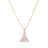 14K Gold Vermeil Trinity Knot Necklace Studded with White Cubic Zirconias