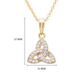 14K Gold Vermeil Trinity Knot Necklace Studded with White Cubic Zirconias