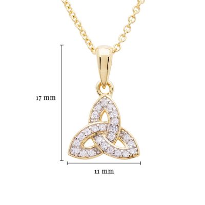 14K Gold Vermeil Trinity Knot Necklace Studded with White Cubic Zirconias