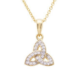 14K Gold Vermeil Trinity Knot Necklace Studded with White Cubic Zirconias