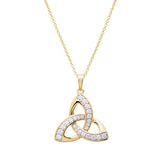 14KT Gold Vermeil Trinity Knot Pendant Studded with White Cubic Zirconias