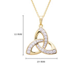 Colgante de nudo de la trinidad de oro vermeil de 14 KT con circonitas cúbicas blancas