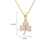 14K Gold Vermeil Shamrock Necklace Studded with White Cubic Zirconias