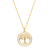 Collar de árbol celta de la vida en vermeil de oro de 14 kt y nácar
