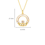 Collar Claddagh de Nácar con Zirconia Cúbica Blanca de Vermeil de Oro de 14 kt