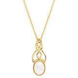 Collar de nudo de la trinidad irlandesa de nácar de oro vermeil de 14 quilates