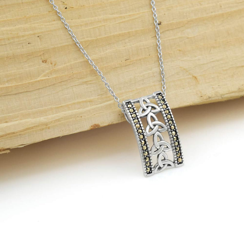 Sterling Silver Marcasite Trinity Knot Pendant