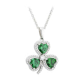 Silver Green Cubic Zirconia Shamrock Pendant