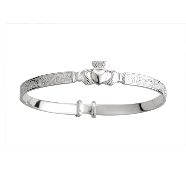 Brazalete infantil celta Claddagh de plata