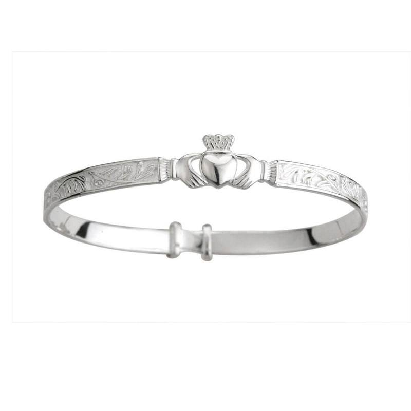 Brazalete infantil celta Claddagh de plata