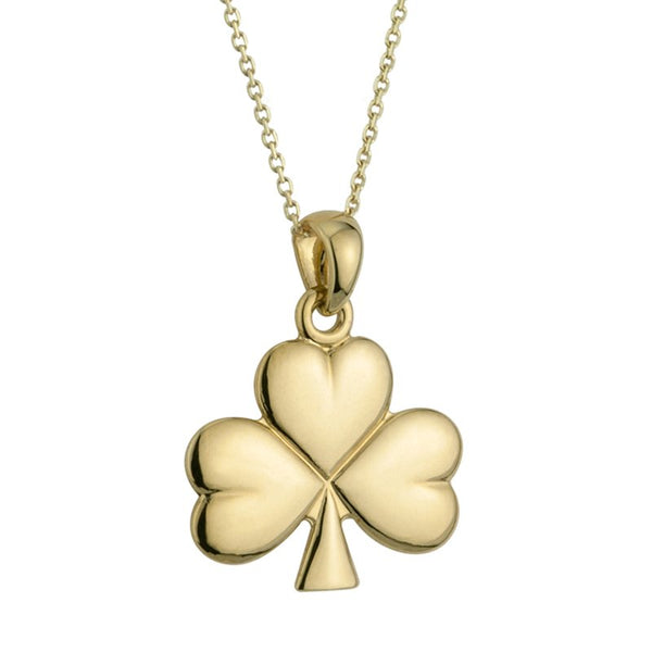 18K GOLD SHAMROCK PENDANT ON 18-INCH CABLE LINK CHAIN