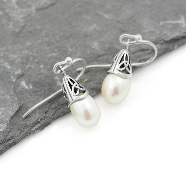 Pendientes de perlas de plata de ley