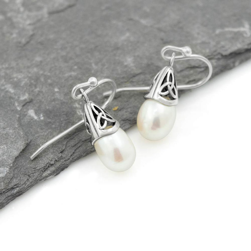 Pendientes de perlas de plata de ley