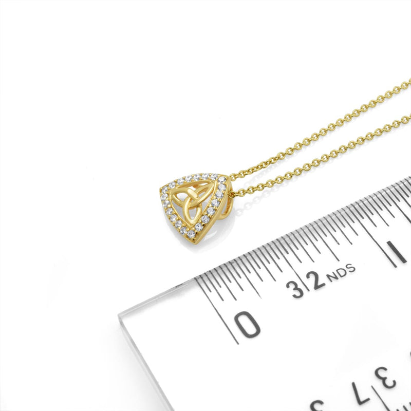 Gold Diamond Cubic Zirconia Trinity Knot Necklace