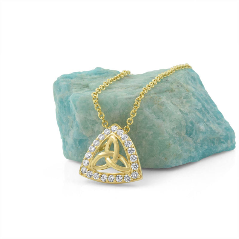 Gold Diamond Cubic Zirconia Trinity Knot Necklace