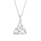 Collar de nudo trinitario con diamantes engastados al ras de oro blanco de 14k