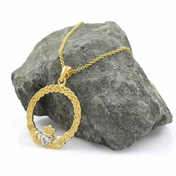 Gold Over Sterling Silver Claddagh Pendant