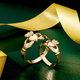 Anillo Claddagh para mujer de oro de 14 quilates, pesado