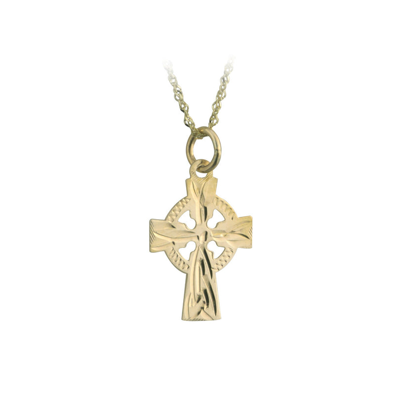 Small 10k Solid Gold Hand Engraved Cross