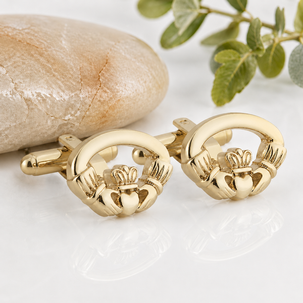 Mens Gold Plated Claddagh Cufflinks