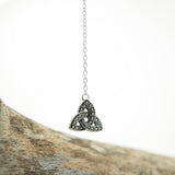 Sterling Silver Trinity Knot Necklace with Marcasite Stones